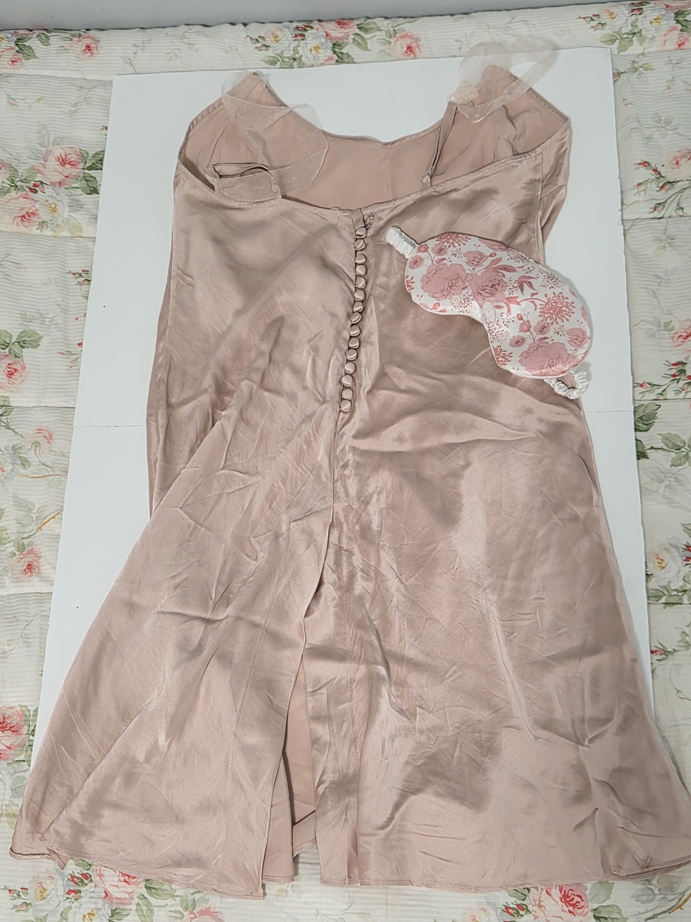 Silky Blush Pink Slip Dress with Button Front